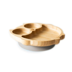 ECORASCALS Miseczka Bambusowa Sowa szara z przyssawką