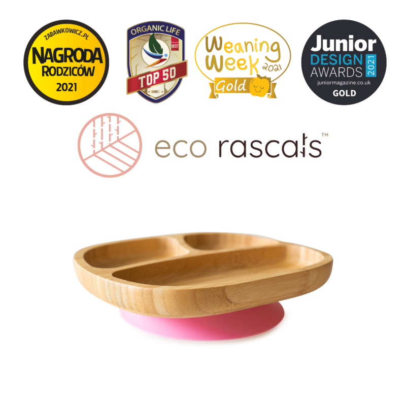 ECORASCALS Miseczka trójdzielna Bambusowa różowa