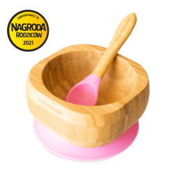 ECORASCALS Bamboo bowl deep pink with pr