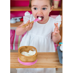 ECORASCALS Bamboo bowl deep pink with pr