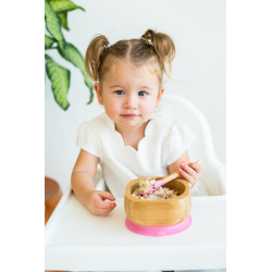 ECORASCALS Bamboo bowl deep pink with pr