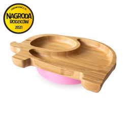 ECORASCALS Bambusová miska růžová Elephant s přední