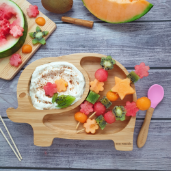 ECORASCALS Bambusová miska růžová Elephant s přední