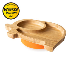 ECORASCALS Talerzyk bambusowy  Słonik pomarańczowy z przyssawką