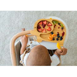 ECORASCALS Talerzyk bambusowy  Słonik pomarańczowy z przyssawką