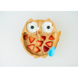 ECORASCALS Bamboo bowl blue Owl with front