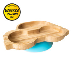 ECORASCALS Talerzyk bambusowy Autko niebieska z przyssawką