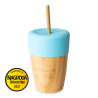 ECORASCALS Bamboo mug with a capacity of 240 ml with a blue silicone lid