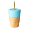 ECORASCALS Bamboo mug with a capacity of 240 ml with a blue silicone lid