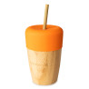 ECORASCALS 240 ml bamboo mug with orange silicone lid