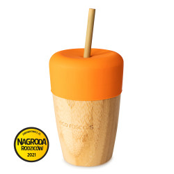 ECORASCALS 240 ml bamboo mug with orange silicone lid