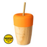 ECORASCALS 240 ml bambusový hrnek s oranžovým silikonovým víčkem
