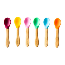 ECORASCALS  Zestaw łyżeczek bambusowych z silikonową nakładką 3 SZT MIX(żółta, pomarańczowa, zielona)