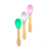 ECORASCALS Set of 3 bamboo spoons with silicone (pink, gray, green)