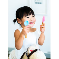 ECORASCALS Sada 3 bambusových lyžičiek so silikónom (modrá, šedá, zelená)