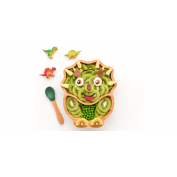 ECORASCALS  Talerzyk bambusowy Dino fioletowy z przyssawką