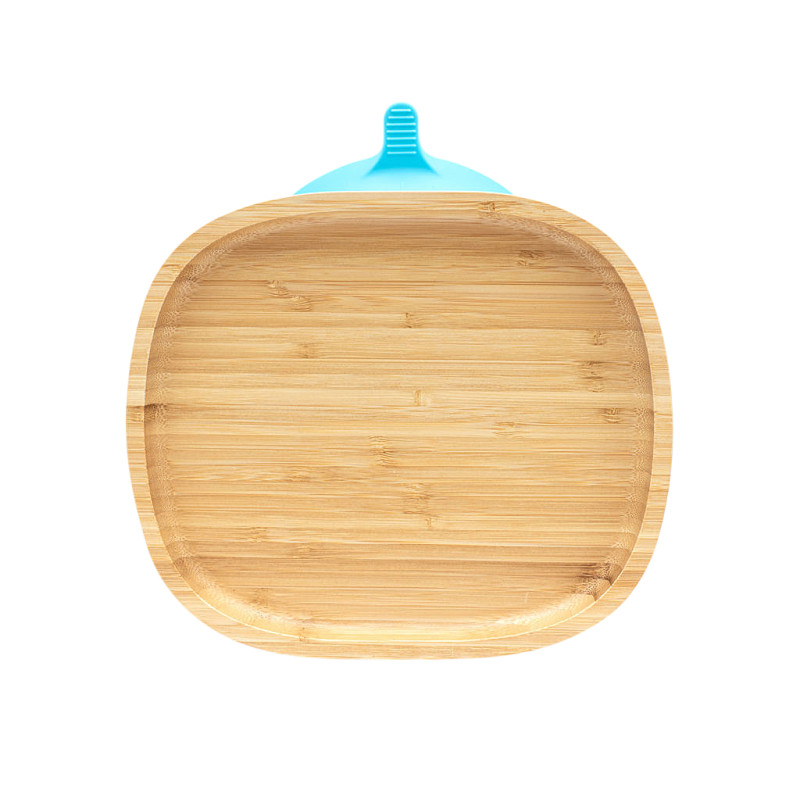 ECORASCALS  Talerzyk klasyczny bambusowy z przyssawką niebieska