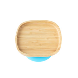 ECORASCALS  Talerzyk klasyczny bambusowy z przyssawką niebieska