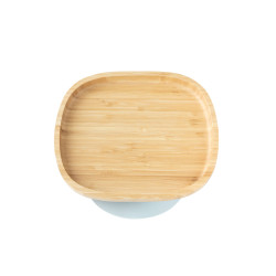 ECORASCALS Talerzyk klasyczny bambusowy szary  z przyssawką