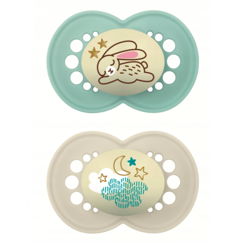 MAM BABY Smoczek uspokajający Orginal Silky Night +6 m 2 szt