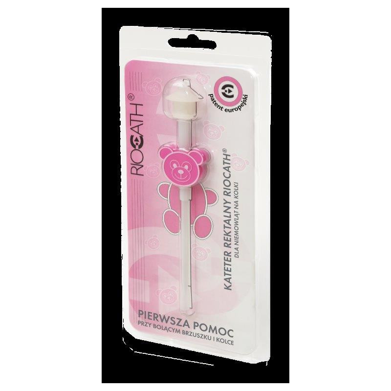 RIOCATH Kateter rektalny rurka doodbytnicza na kolki dla niemowląt 1 szt Różowa